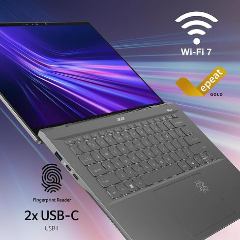 أيسر سويفت 14 AI مساعد الطيار + الكمبيوتر | شاشة لمس 14.5 بوصة 2.5K 120 هرتز | فتح تجارب الذكاء الاصطناعي | معالج Snapdragon X Plus 10-Core | 16 جيجابايت LPDDR5X | 1 تيرابايت Gen 4 SSD | Wi-Fi 7 | SF14-11T-X6DD (متجدد) in Kuwait