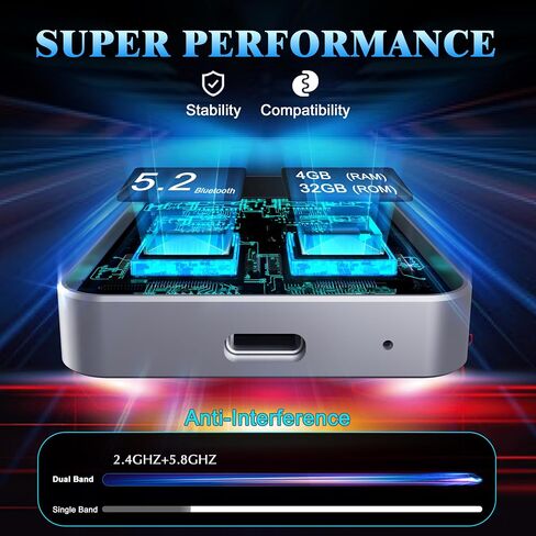 محول CarPlay لاسلكي لهاتف iPhone، 3 في 1 AI Box يدعم مع OEM سلكي إلى Apple CarPlay اللاسلكي، Android Auto وبث Netflix/YouTube/TikTok، التوصيل والتشغيل، اتصال ثابت، مخرج HDMI in Saudi Arabia