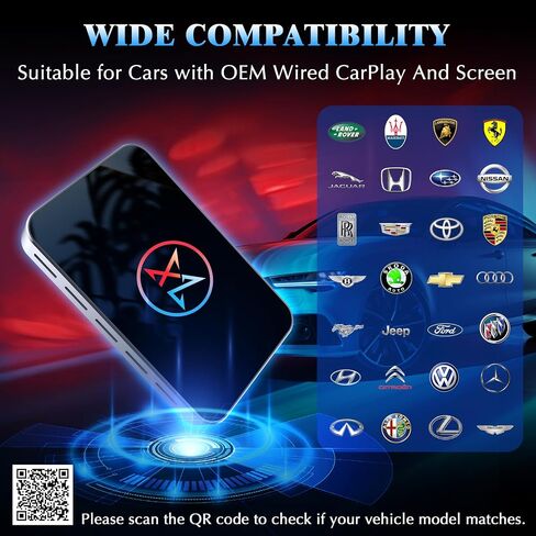 محول CarPlay لاسلكي لهاتف iPhone، 3 في 1 AI Box يدعم مع OEM سلكي إلى Apple CarPlay اللاسلكي، Android Auto وبث Netflix/YouTube/TikTok، التوصيل والتشغيل، اتصال ثابت، مخرج HDMI in Saudi Arabia
