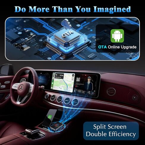 محول CarPlay لاسلكي لهاتف iPhone، 3 في 1 AI Box يدعم مع OEM سلكي إلى Apple CarPlay اللاسلكي، Android Auto وبث Netflix/YouTube/TikTok، التوصيل والتشغيل، اتصال ثابت، مخرج HDMI in Saudi Arabia