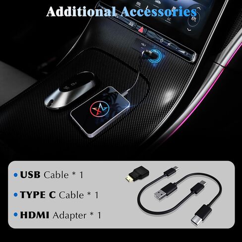 محول CarPlay لاسلكي لهاتف iPhone، 3 في 1 AI Box يدعم مع OEM سلكي إلى Apple CarPlay اللاسلكي، Android Auto وبث Netflix/YouTube/TikTok، التوصيل والتشغيل، اتصال ثابت، مخرج HDMI in Saudi Arabia