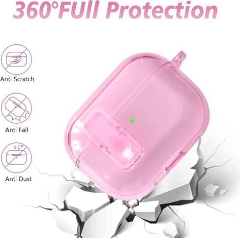 حافظة شفافة لجهاز AirPods Pro 3 مع قفل آمن، حافظة ناعمة من مادة TPU Airpods Pro 3 الجيل 2025، متوافقة مع حافظات iPods Pro 3، سلسلة مفاتيح لطيفة لامعة للنساء والفتيات (وردي) in Kuwait