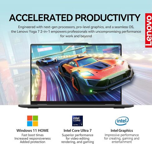 Lenovo 2025 Yoga 7i 2 in 1 Laptop Touchscreen, 16" FHD+ 360 Foldable Touch Screen Convertible, Intel Core Ultra 7, 16GB DDR5 RAM 1TB SSD+512GB PSSD, Windows 11|Backlit|Fingerprint|YGYTEaccessory in Saudi Arabia