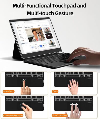 Surface Pro Keyboard Bluetooth Connection Type Cover with 7 Colors Backlit, Touchpad, Sleep/Wake Function, Rechargeable Battery for Surface Keyboard for Microsoft Surface Pro 11/10/9/8/X in Saudi Arabia