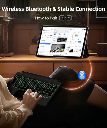 Surface Pro Keyboard Bluetooth Connection Type Cover with 7 Colors Backlit, Touchpad, Sleep/Wake Function, Rechargeable Battery for Surface Keyboard for Microsoft Surface Pro 11/10/9/8/X in Saudi Arabia