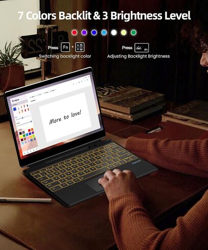 Surface Pro Keyboard Bluetooth Connection Type Cover with 7 Colors Backlit, Touchpad, Sleep/Wake Function, Rechargeable Battery for Surface Keyboard for Microsoft Surface Pro 11/10/9/8/X in Saudi Arabia