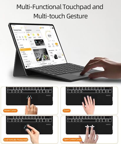 Surface Pro Keyboard Bluetooth Connection Type Cover with 7 Colors Backlit, Touchpad, Sleep/Wake Function, Rechargeable Battery for Surface Keyboard for Microsoft Surface Pro 11/10/9/8/X in Saudi Arabia