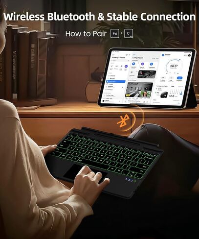 Surface Pro Keyboard Bluetooth Connection Type Cover with 7 Colors Backlit, Touchpad, Sleep/Wake Function, Rechargeable Battery for Surface Keyboard for Microsoft Surface Pro 11/10/9/8/X in Saudi Arabia