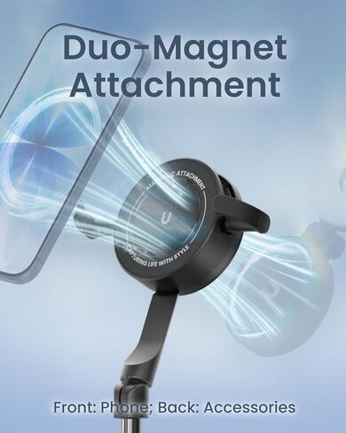 KraftGeek 67" Dual-Sided Magnetic Phone Tripod for iPhone MagSafe,Auto-Open Selfie Stick Tripod with Remote, Hidden Clamp, Portable Cell Phone Tripod Stand for Travel & Content Creation(Black) in Kuwait