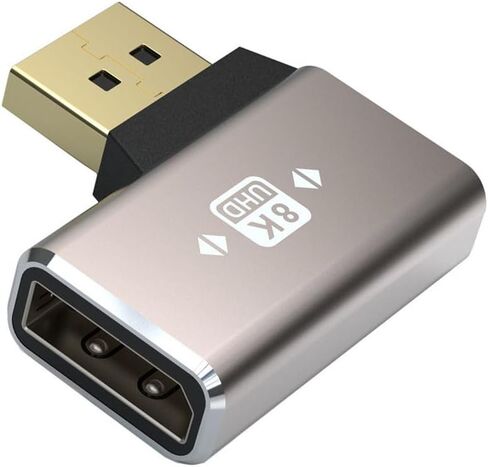 محول DisplayPort 1.4 8K، محول DP 90 درجة، دعم تمديد DisplayPort ذكر إلى أنثى 8K@60 هرتز للكمبيوتر والشاشات وأجهزة العرض (حزمة واحدة) (زاوية سفلية) in Kuwait