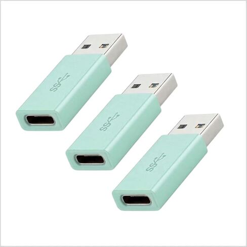 محول USB إلى USB C 3 حزم، محول شاحن USB-C أنثى إلى USB ذكر للهاتف 16 15 14 13 Plus Pro Max، Galaxy S25 24، أخضر فاتح in Saudi Arabia