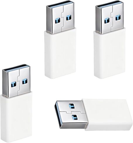 4 قطع محول USB C إلى B محول USB C أنثى إلى B ذكر لمعظم أنواع الهواتف، السيارة، توصيلات الشاحن، مقابس الحائط (أبيض) in Kuwait