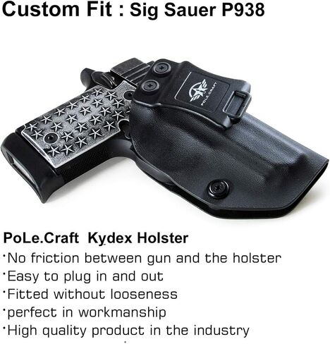 P938 Holster، Kydex IWB Holster Fit: Sig Sauer P938 Pistol Case - حزام الخصر الداخلي المخفي - ملحقات بندقية Sig P938 - Adj. عدم القدرة على الاحتفاظ - زر الغطاء المغناطيسي - عدم التآكل - عدم وجود اهتزاز in Kuwait