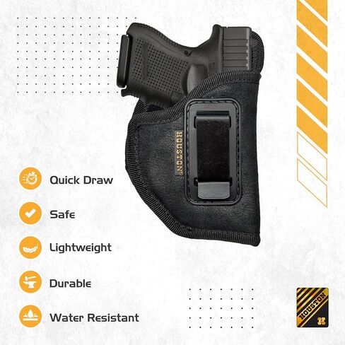 IWB Gun Holster من Houston-Nobuck ECO جلد مخفي يناسب: Glock 26/27/33، Shield 45، XD-s 45، Taurus PT 111/G2C، Walt P22/PK 380، Ruger SR 9C، XD 9 sub s.0، S&W M&P 9C، معظم المكدس المزدوج C in Kuwait