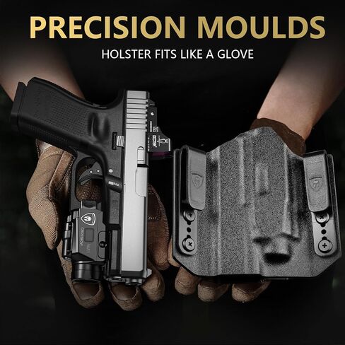 WARRIORLAND MA1 حافظة كومبو للضوء بالليزر، تناسب Glock 17/19 Gen 3-5 & 22/23/ 31/32 Gen 3-4 & Glock 19X/ 44/45، مصباح يدوي مدمج 800 لومن LED وحافظة ليزر أخضر وOWB، قابلة لإعادة الشحن in Kuwait