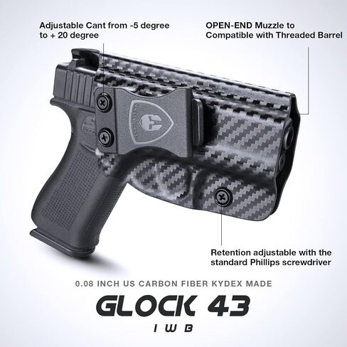 حافظة من ألياف الكربون WARRIORLAND IWB تناسب G17/19، G43/43X، G2C/G3C، G3، Hellcat، LC9، Security 9، LCP 2، LCP 380، Kimber Micro 9، Bodyguard 380، M&P 9mm، Shield 9mm، 9/380 Shield EZ، SD9VE، SCCY in Kuwait