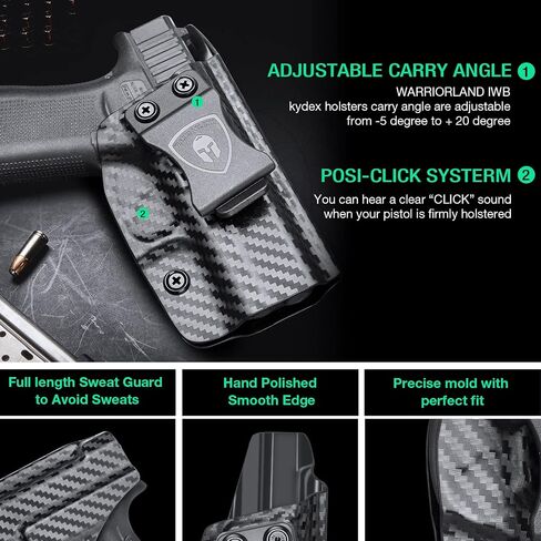حافظة من ألياف الكربون WARRIORLAND IWB تناسب G17/19، G43/43X، G2C/G3C، G3، Hellcat، LC9، Security 9، LCP 2، LCP 380، Kimber Micro 9، Bodyguard 380، M&P 9mm، Shield 9mm، 9/380 Shield EZ، SD9VE، SCCY in Kuwait