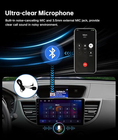 راديو Apple Car Play لاسلكي مقاس 10.2 بوصة لسيارة Honda CRV 2.4L 2015-2016، ستيريو سيارة بشاشة تعمل باللمس Android Auto، 6G +128G، نظام ملاحة GPS، واي فاي، بلوتوث، DSP 48-EQ، SWC (CAN021-R Harness) in Kuwait