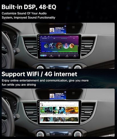 راديو Apple Car Play لاسلكي مقاس 10.2 بوصة لسيارة Honda CRV 2.4L 2015-2016، ستيريو سيارة بشاشة تعمل باللمس Android Auto، 6G +128G، نظام ملاحة GPS، واي فاي، بلوتوث، DSP 48-EQ، SWC (CAN021-R Harness) in Kuwait