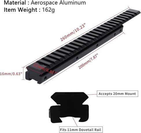 Picatinny Rail Dovetail to Picatinny Adapter for 11mm to 20mm Converter Rail Mount, Lightweight Rail Mount for 1913 Rails in Saudi Arabia