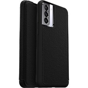 OtterBox for Samsung Galaxy S21+ 5G, Premium Leather Protective Folio Case, Strada Series, Black - Non-Retail Packaging in Kuwait