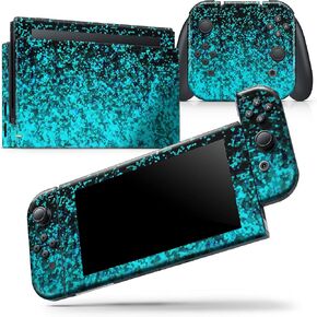Design Skinz - متوافق مع Nintendo Switch Joy-Con فقط - ملصق حماية من الجلد مقاوم للخدش وقابل للإزالة من الفينيل - طباعة لامعة غير مركزة باللون الأسود والفيروزي in Saudi Arabia