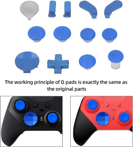 Pomya Metal Controller Thumbsticks, Paddles, D Pads Magnetic Set with Charging Dock Adjustment Tool for Elite Controller Series 2 2Core, Blue, Stainless Steel, Multiple Key Combinations in Saudi Arabia
