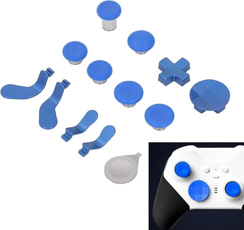 Pomya Metal Controller Thumbsticks, Paddles, D Pads Magnetic Set with Charging Dock Adjustment Tool for Elite Controller Series 2 2Core, Blue, Stainless Steel, Multiple Key Combinations in Saudi Arabia