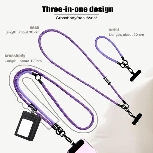 STAEGAZ Save The Girls Phone Strap with Wallet,Clip and go Strap,Anti Theft Phone Lanyard with Small Crossbody,RFID Wallet with ID Window and Zipper,Lanyard for Teachers,Neck Strap (Purple) in Kuwait