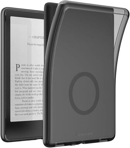 حافظة PopSockets Kindle Paperwhite 2021 (الجيل الحادي عشر، 6.8 بوصات) والإصدار المميز - غطاء واقي نحيف مع حلقة مدمجة متوافقة مع MagSafe لـ MagSafe PopGrip، ملحق القارئ الإلكتروني - أسود شفاف in Saudi Arabia