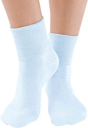 buster brown 6 Pair Women's Dark Dark Multicolor Elastic-Free Cotton Socks - Sock Size 10 - Fits Shoe Sizes 7.5-9 in Kuwait