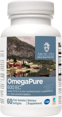 XYMOGEN OmegaPure 600 EC - International Fish Oil Standards (IFOS) Five-Star Certified Enteric-Coated Fish Oil - DHA EPA Omega-3 Supplement for Cardiovascular + Cognitive Support (60 Softgels) in Saudi Arabia