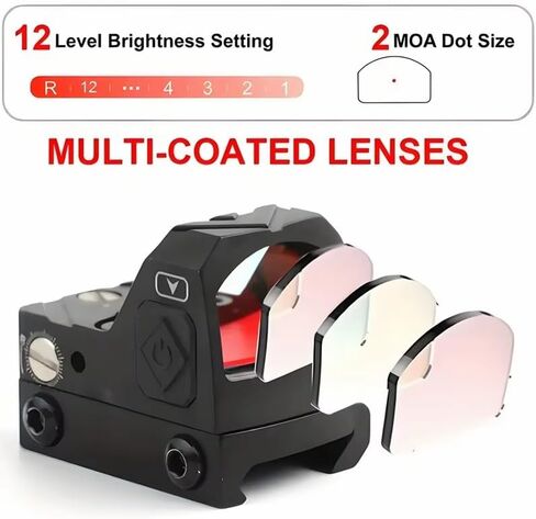 Red Dot Sight for Pistol,Shake Awake + Heightened Base, 2 MOA,12 Brightness Adjustment Reflex Sight Micro Red Dot Scopewith Anti-Fog & Shockproof Waterproof Aiming in Saudi Arabia