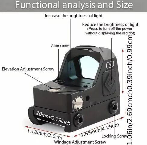 Red Dot Sight for Pistol,Shake Awake + Heightened Base, 2 MOA,12 Brightness Adjustment Reflex Sight Micro Red Dot Scopewith Anti-Fog & Shockproof Waterproof Aiming in Saudi Arabia