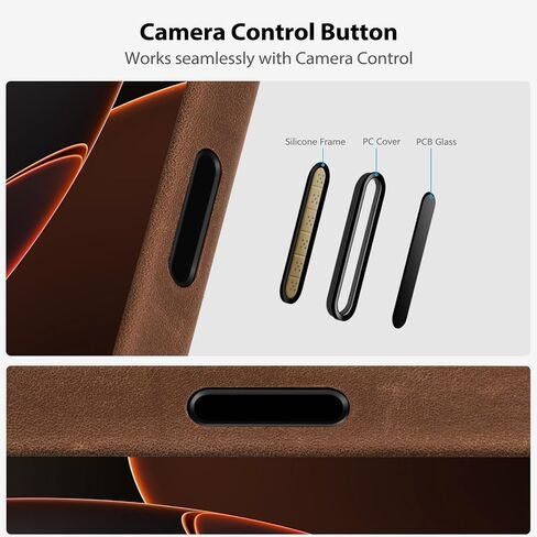Belemay Handcrafted Crazy Horse Leather Case for iPhone 17 Pro, Compatible with MagSafe, Vintage Aesthetic, Two-Tone Effect, Unique Patina, Camera Control Button, Metal Buttons (6.3"), Vintage Brown in Saudi Arabia