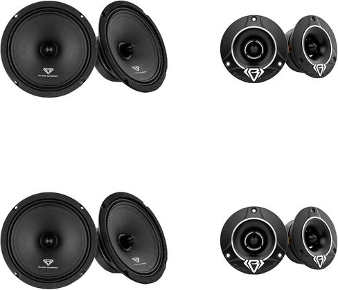 BLACK DIAMOND Car Audio Bundle - 4X 3.78 Super Bullet Tweeter & 4X 6.5 Mid-Range Loudspeaker with Bullet, Enhance Sound Clarity & Power in Saudi Arabia