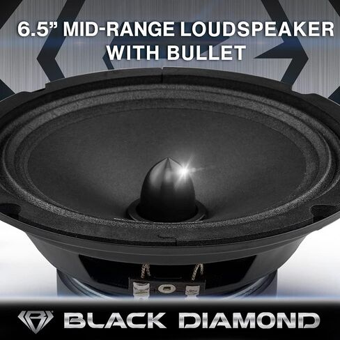 BLACK DIAMOND Car Audio Bundle - 4X 3.78 Super Bullet Tweeter & 4X 6.5 Mid-Range Loudspeaker with Bullet, Enhance Sound Clarity & Power in Saudi Arabia