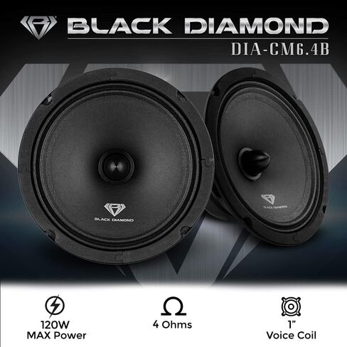 BLACK DIAMOND Car Audio Bundle - 4X 3.78 Super Bullet Tweeter & 4X 6.5 Mid-Range Loudspeaker with Bullet, Enhance Sound Clarity & Power in Saudi Arabia