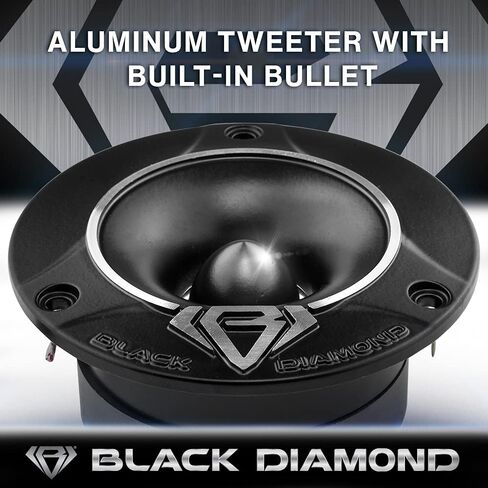 BLACK DIAMOND Car Audio Bundle - 4X 3.78 Super Bullet Tweeter & 4X 6.5 Mid-Range Loudspeaker with Bullet, Enhance Sound Clarity & Power in Saudi Arabia