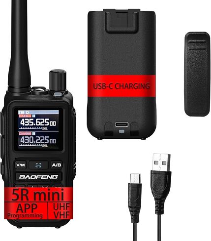 BAOFENG uv-5r mini Ham Radio,uv5r mini Handheld App Programming Walkie Talkies with 5W Power,Copy Frequency,999 Channels,USB-C Charging (Orange-2PACK) in Saudi Arabia