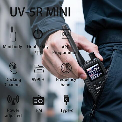 BAOFENG uv-5r mini Ham Radio,uv5r mini Handheld App Programming Walkie Talkies with 5W Power,Copy Frequency,999 Channels,USB-C Charging (Orange-2PACK) in Saudi Arabia