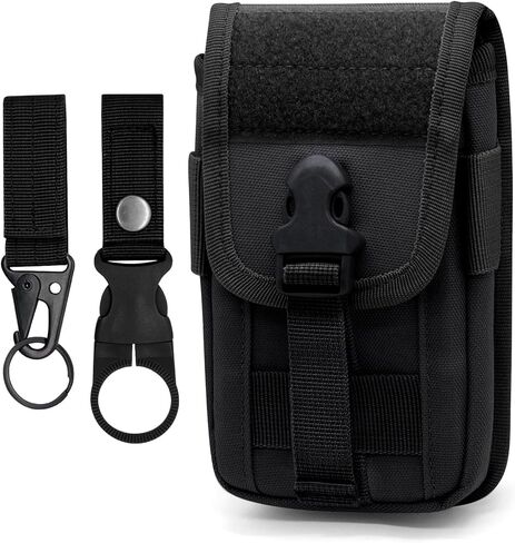 حقيبة هاتف تكتيكية من Qavctw، حافظة هاتف Molle EDC، حزام خصر عالمي، حقيبة منظم للهاتف الذكي مع حلقة مفاتيح مولي وحلقة مياه in Kuwait