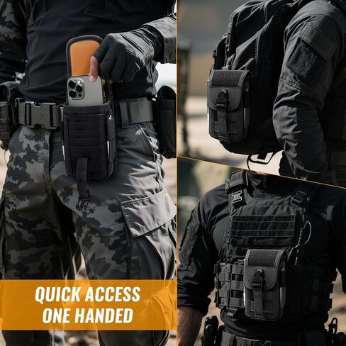 حقيبة هاتف تكتيكية من Qavctw، حافظة هاتف Molle EDC، حزام خصر عالمي، حقيبة منظم للهاتف الذكي مع حلقة مفاتيح مولي وحلقة مياه in Kuwait