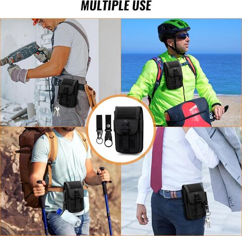 حقيبة هاتف تكتيكية من Qavctw، حافظة هاتف Molle EDC، حزام خصر عالمي، حقيبة منظم للهاتف الذكي مع حلقة مفاتيح مولي وحلقة مياه in Kuwait