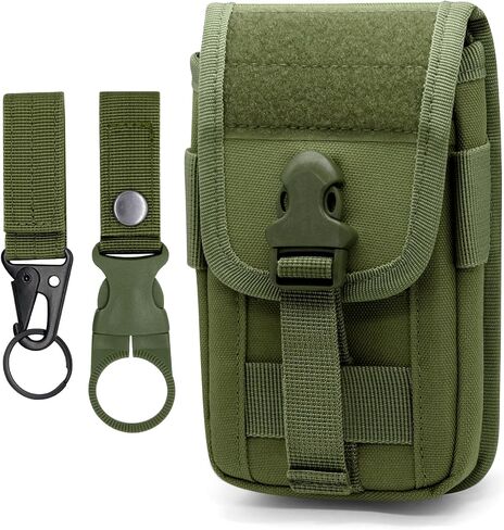 حقيبة هاتف تكتيكية من Qavctw، حافظة هاتف Molle EDC، حزام خصر عالمي، حقيبة منظم للهاتف الذكي مع حلقة مفاتيح مولي وحلقة مياه in Kuwait