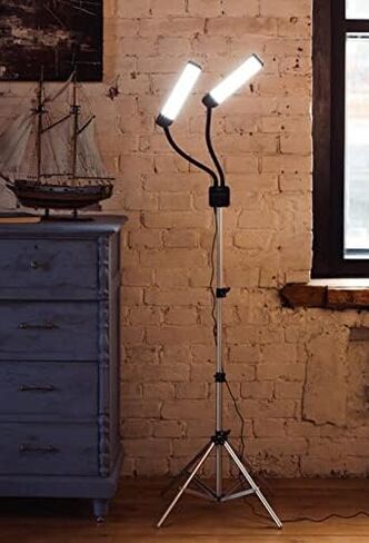 Dual Arm Light Portable Led Lighting for Eyelash Extension, Esthetician, Live Streaming, Makeup, Filming & Photography | 5600K Five-Stage Dimming Daylight & Tripod & Phone Holder in Saudi Arabia