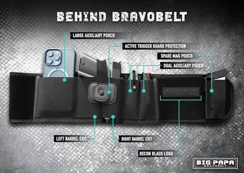 Belly Band Holster for Big Guys (2XL) by BRAVOBELT - Big Papa Edition | Fits 55" to 65" Belly (Black) in Saudi Arabia