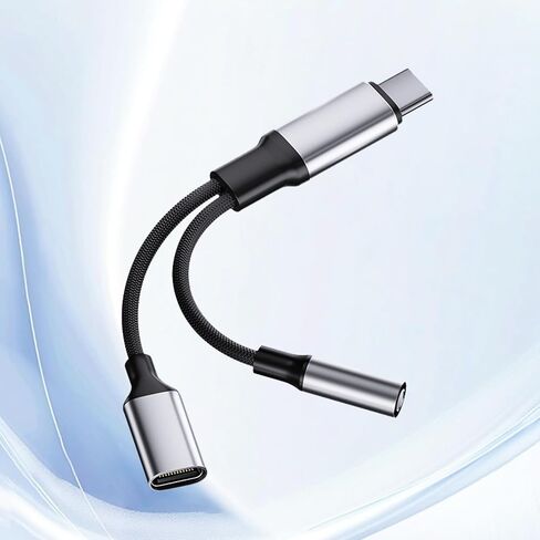 2 في 1 من النوع C إلى سماعة الرأس ومحول الشحن - USB-A PD 3.0 شحن سريع & 3.5 ملم Aux Dongle، صوت عالي الوضوح متوافق مع iPhone 15+/16+، iPad Pro والمزيد in Saudi Arabia