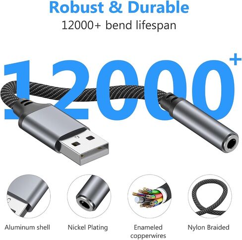Vanjua 3 عبوات USB إلى 3.5 مم محول مقبس الصوت، USB A إلى 3.5 مم TRRS 4-Pole أنثى محول بطاقة الصوت الخارجية لسماعات الرأس/الكمبيوتر المحمول/Mac/سطح المكتب/Linux/PS4/PS5/PC والمزيد من الأجهزة (أسود) in Kuwait