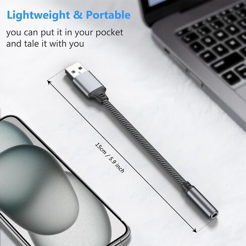 Vanjua 3 عبوات USB إلى 3.5 مم محول مقبس الصوت، USB A إلى 3.5 مم TRRS 4-Pole أنثى محول بطاقة الصوت الخارجية لسماعات الرأس/الكمبيوتر المحمول/Mac/سطح المكتب/Linux/PS4/PS5/PC والمزيد من الأجهزة (أسود) in Kuwait